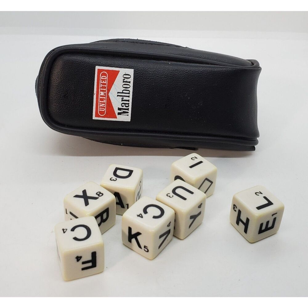 Vintage Marlboro Poker Dice Game Black Pouch 1990 Philip Morris Cigarette Promo